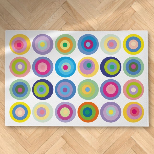 Felpudo Círculos Modernos Patrón Colorido de Estilo Modern (Mid Century Modern Circles Pattern Colorful Doormat)