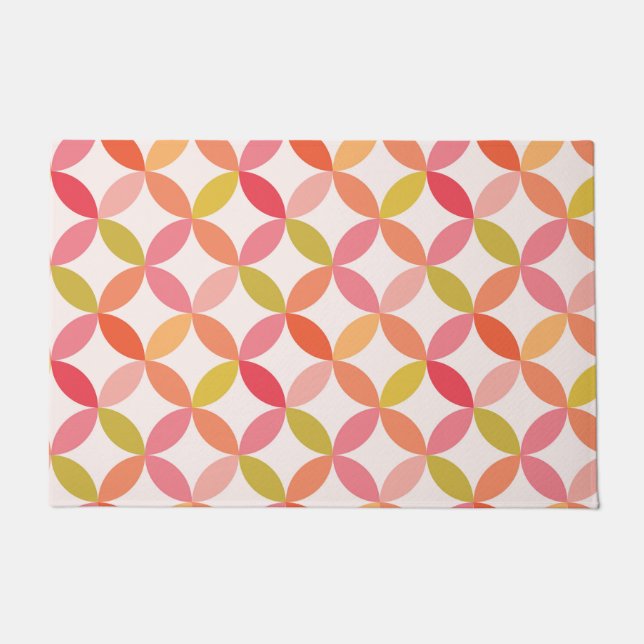 Felpudo Círculos Naranjas rojos modernos de mediados de si (Anverso)