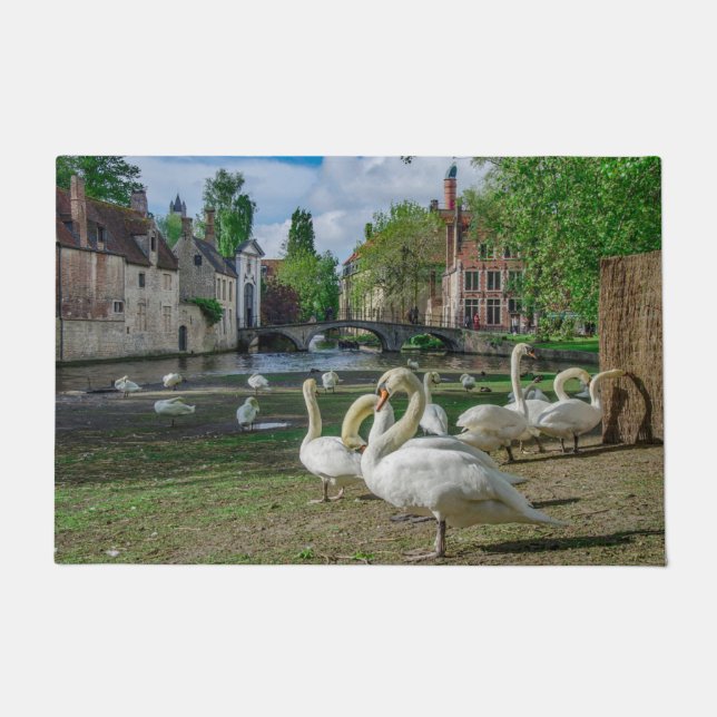 Felpudo Cisnes blancos en Brujas (Anverso)
