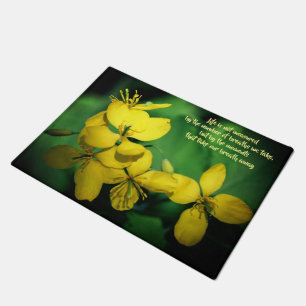 Felpudo Cita Inspiradora de vida Flores amarillas