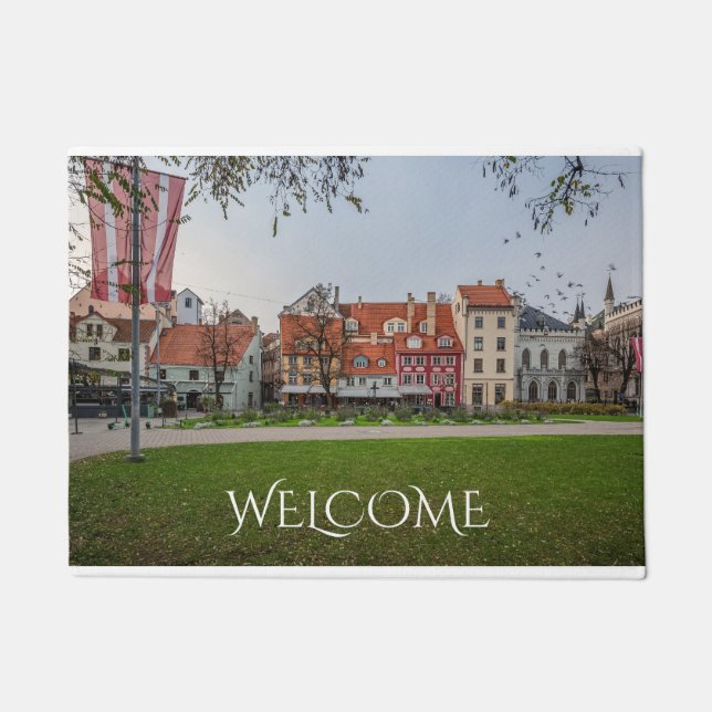Felpudo Ciudad antigua de Riga en otoño (Anverso)