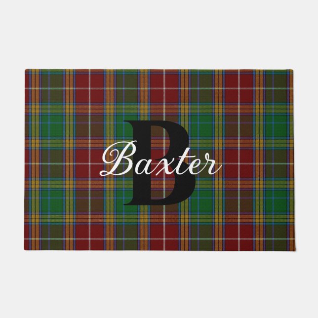Felpudo Clan Baxter Plaid Monogrammed Doormat (Anverso)