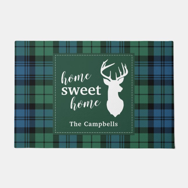 Felpudo Clan Campbell Plaid, Navidad de Tartán Personaliza (Anverso)