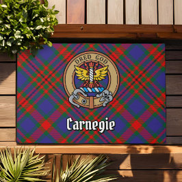 Felpudo Clan Carnegie Escudo sobre Tartán