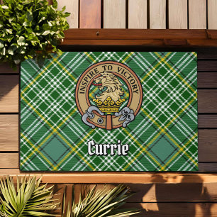 Felpudo Clan Currie Lion Escudo sobre Tartán