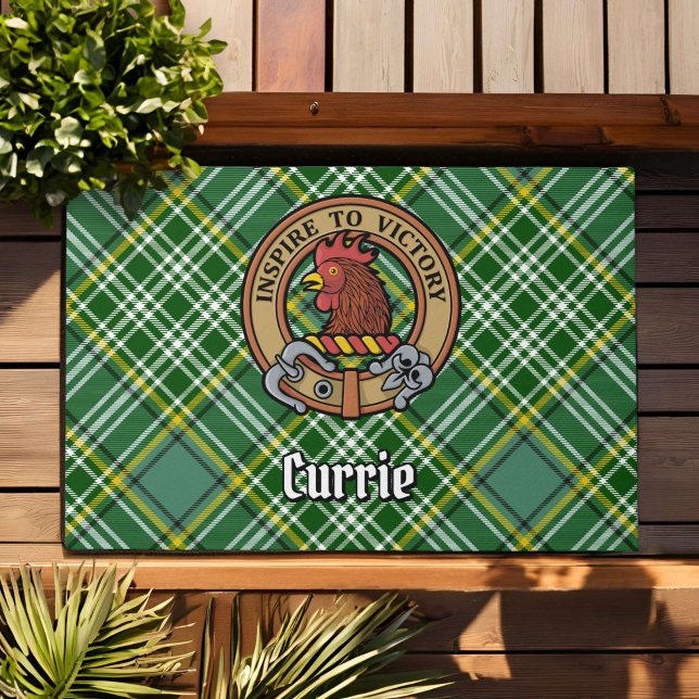 Felpudo Clan Currie Rooster Escudo sobre Tartán (Subido por el creador)