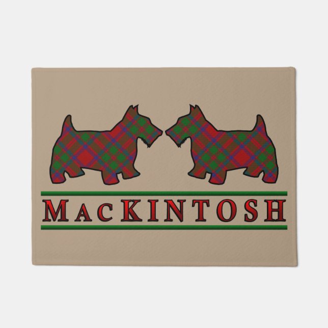 Felpudo Clan escocés MacKintosh Tartan Scottie Dogs (Anverso)