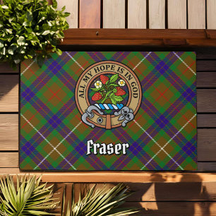 Felpudo Clan Fraser Escudo sobre la caza de tartán