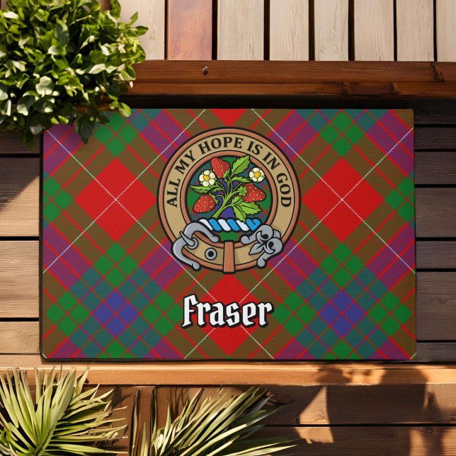 Felpudo Clan Fraser Escudo sobre Tartán (Subido por el creador)