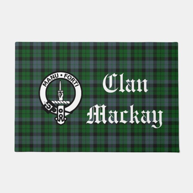 Felpudo Clan Mackay Escudo Badge & Tartán (Anverso)