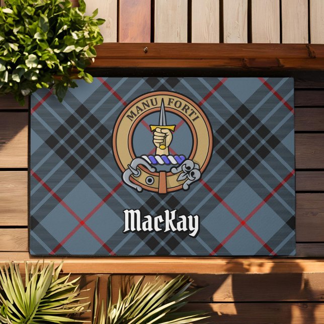 Felpudo Clan MacKay Escudo sobre Blue Tartán (Subido por el creador)