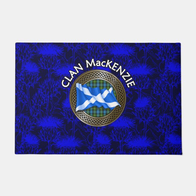 Felpudo Clan MacKenzie Escudo y Tartan Knot on Thistle (Anverso)
