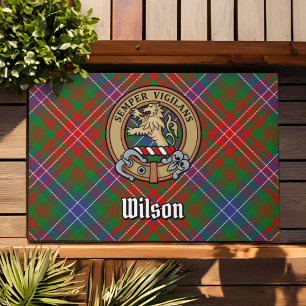 Felpudo Clan Wilson Escudo sobre Tartán Moderno