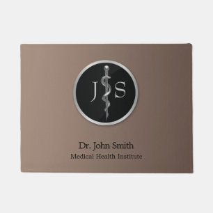 Felpudo Clase médica Noble Plata Rod de Asclepius