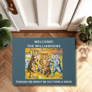 Felpudo Clásico Louis Wain Cats Jugando Golf Personalizado