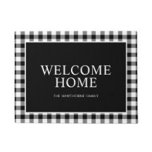 Clásico Plaid Negro de Bienvenida en Casa Familiar