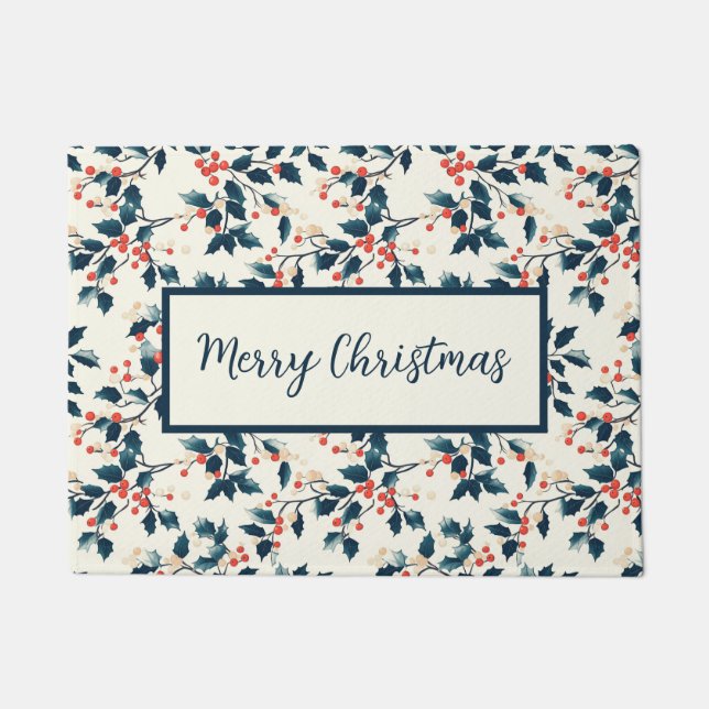 Felpudo Clásico Red and Green Holly (Anverso)