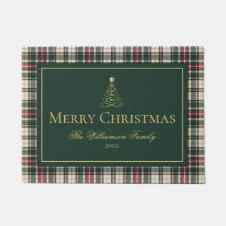 Felpudo Clásico Tartán Cuadro Navidades Familia Personaliz