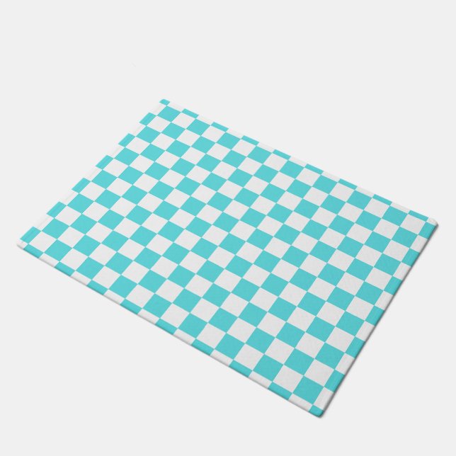 Felpudo Classic visual turquoise blue checkerboard  (Angular)