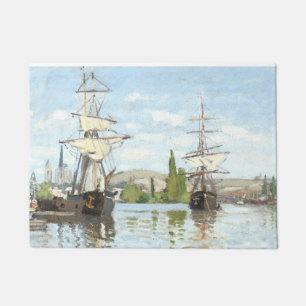 Felpudo Claude Monet. Buques montando en el Sena en Ruán