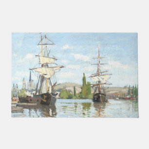 Felpudo Claude Monet. Buques montando en el Sena en Ruán