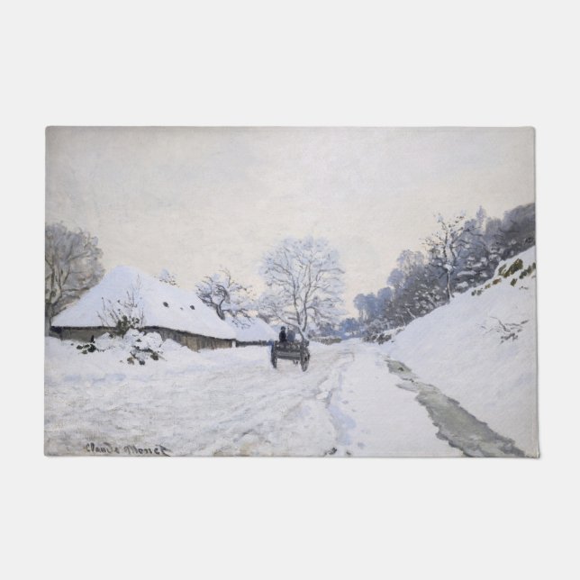 Felpudo Claude Monet - Caricatura en el camino de nieve en (Anverso)