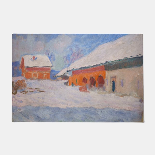 Felpudo Claude Monet - Noruega, casas rojas en Bjornegaard (Anverso)
