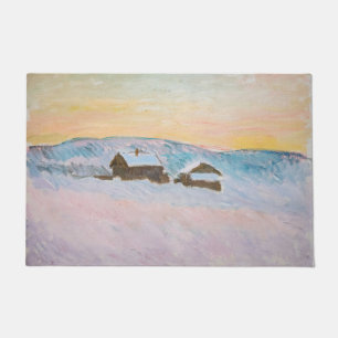 Felpudo Claude Monet - Paisaje noruego, casas azules