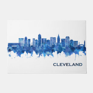 Felpudo Cleveland Ohio Skyline Blue