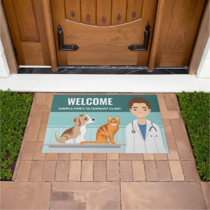 Felpudo Clínica Veterinaria Perro y Gato Lindo Bienvenidos