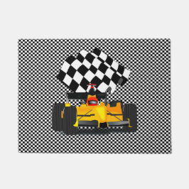 Felpudo Coche de raza amarilla con bandera verificada