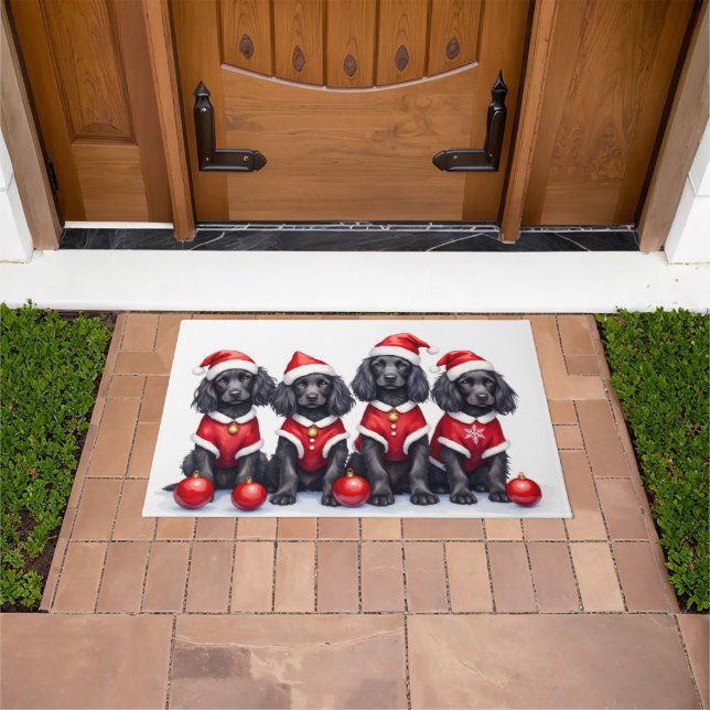 Felpudo Cocker Spaniel Christmas Dress Santa Hat (Exterior)