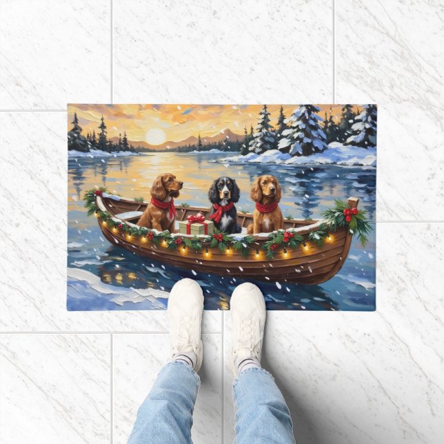 Felpudo Cocker Spaniel Navidad Barco Fiesta (Interior)