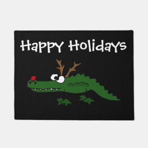 Felpudo Cocodrilo divertido del navidad como reno