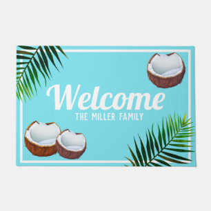 Felpudo Cocos tropicales y hojas de palma - Personalizado