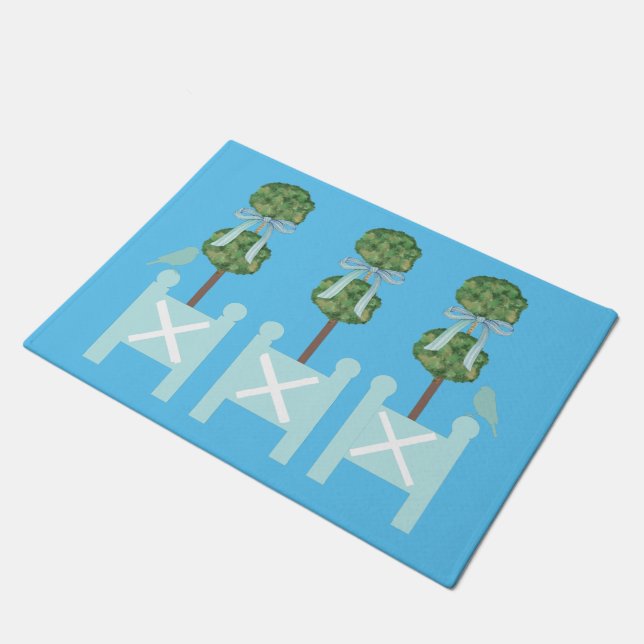 Felpudo Cojín decorativo Turquesa Topiary Bird (Angular)