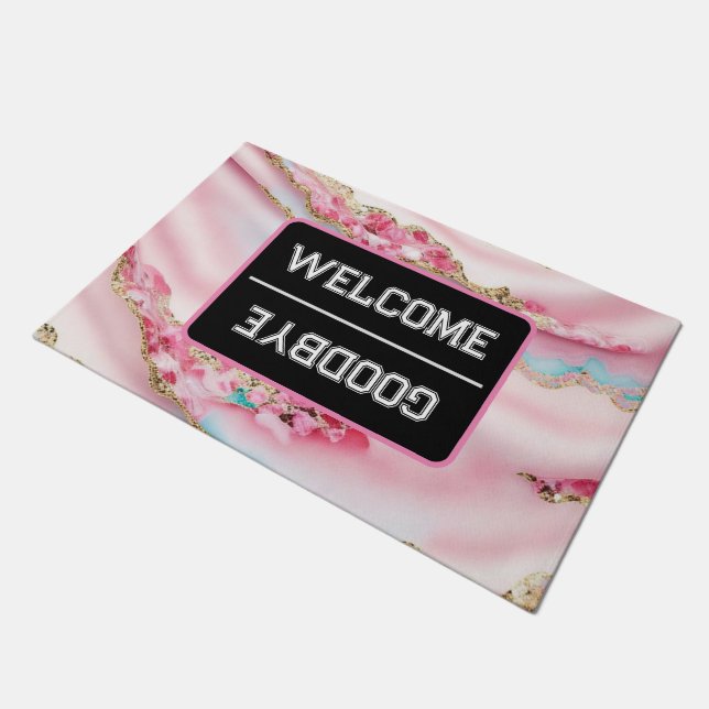 Felpudo Colección popular de ácaros de mármol rosa claro a (Angular)