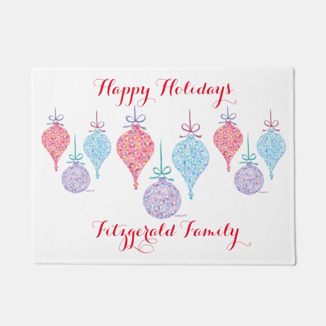 Felpudo Colgando ornamentos Puerta Mat por Sue Weidlich (Anverso)