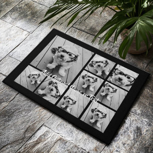 Felpudo Collage de Black 9 Photo Square - con escritura bl