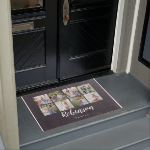 Felpudo Collage de fotos Monograma 8 de la familia Chalkbo