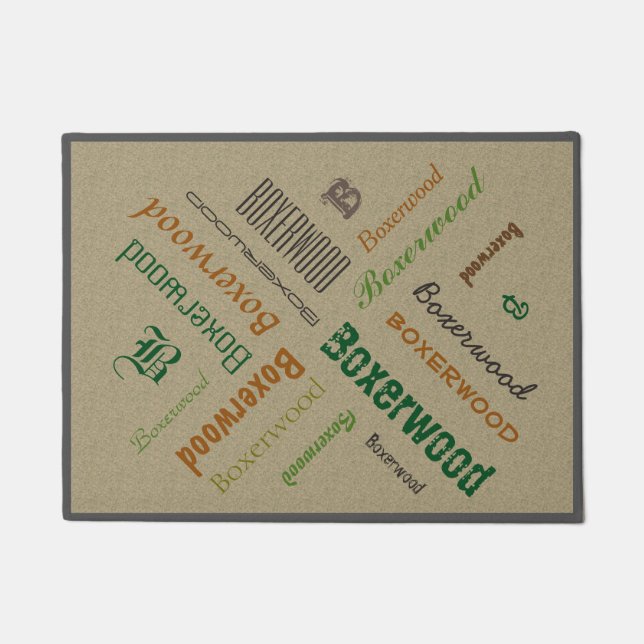 Felpudo Collage de tipografía cualquier nombre de familia  (Anverso)