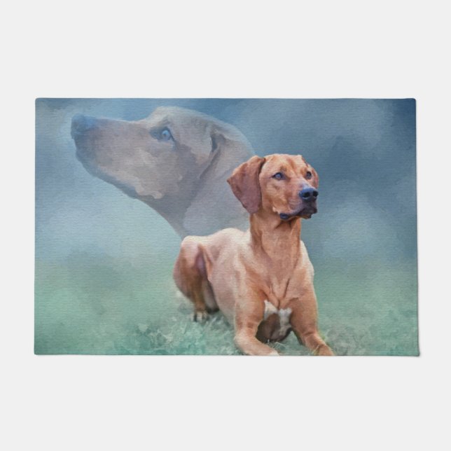 Felpudo Collage del perro de Rhodesian Ridgeback (Anverso)