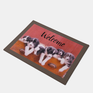 Felpudo Collie de borde Cuppies en bienvenida de pintura d