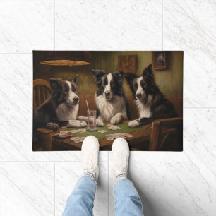 Felpudo Collie Fronteriza Perros Jugando al Arte de Póquer