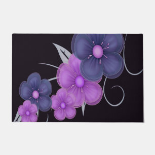 Felpudo color agua morado negro floral