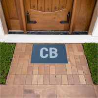 Color de tendencia Doormat de monograma azul serio