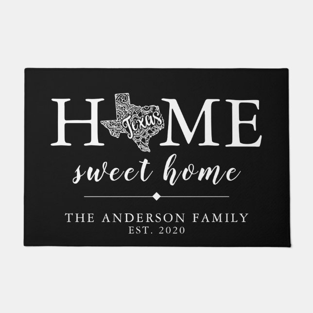 Felpudo Color editable Estado personalizado de TEXAS (Anverso)