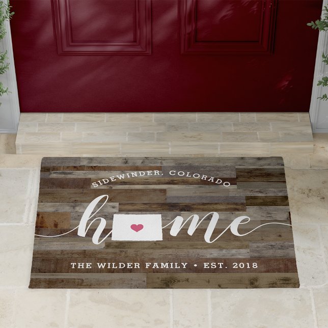 Felpudo Colorado Home State Personalized Wood Look (Subido por el creador)