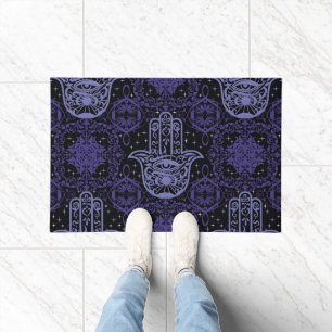 Felpudo Colores oscuros Hamsa Mano Buena Fortuna Hermosa
