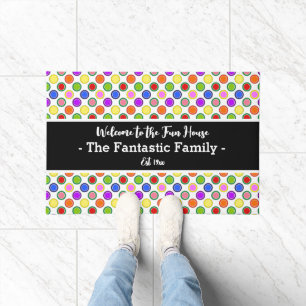 Felpudo Colorful Candy Polka Dot on White Personalized